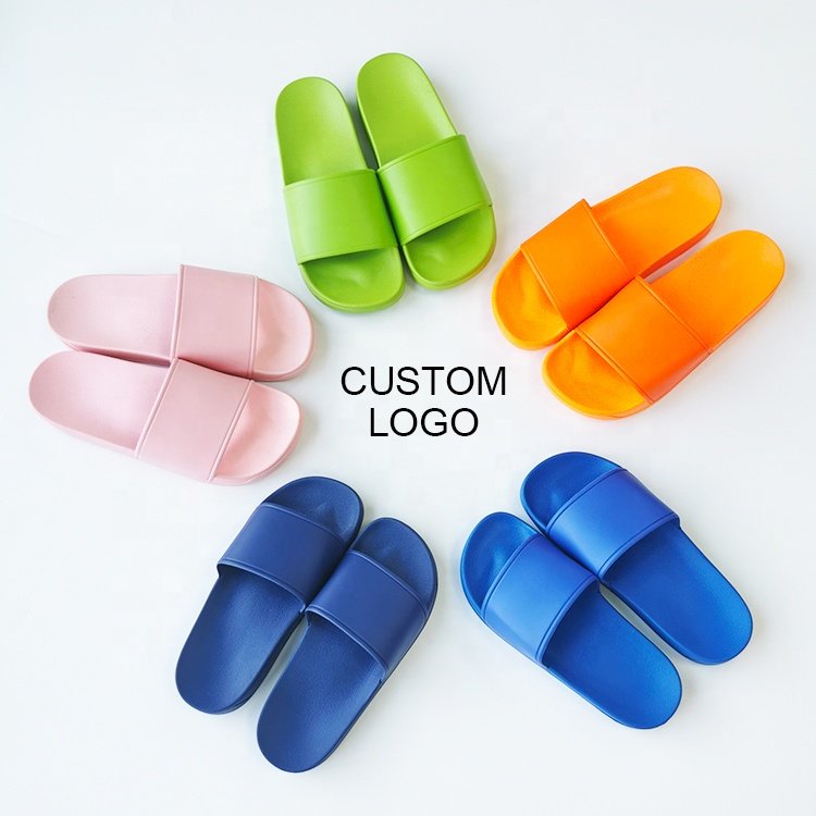 Men Slides Custom PVC Sliders Sandals Slippers Indoor Wholesale Custom Flip Flops Flippers With Logo