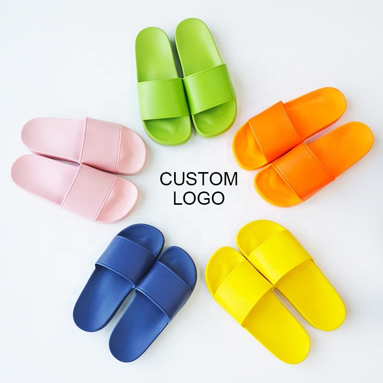 Men Slides Custom PVC Sliders Sandals Slippers Indoor Wholesale Custom Flip Flops Flippers With Logo