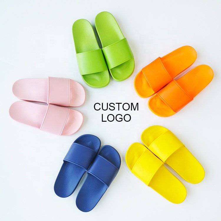 Men Slides Custom PVC Sliders Sandals Slippers Indoor Wholesale Custom Flip Flops Flippers With Logo