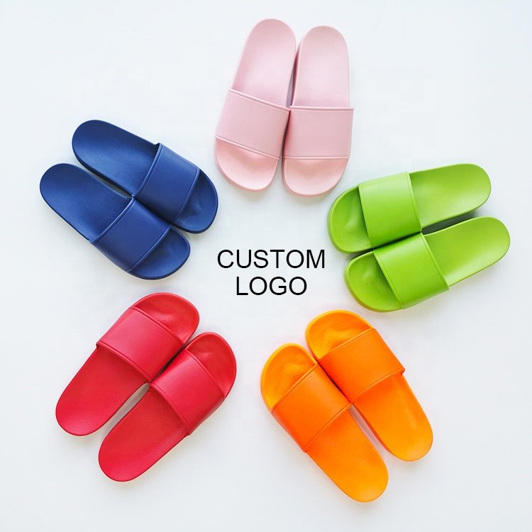 Men Slides Custom PVC Sliders Sandals Slippers Indoor Wholesale Custom Flip Flops Flippers With Logo