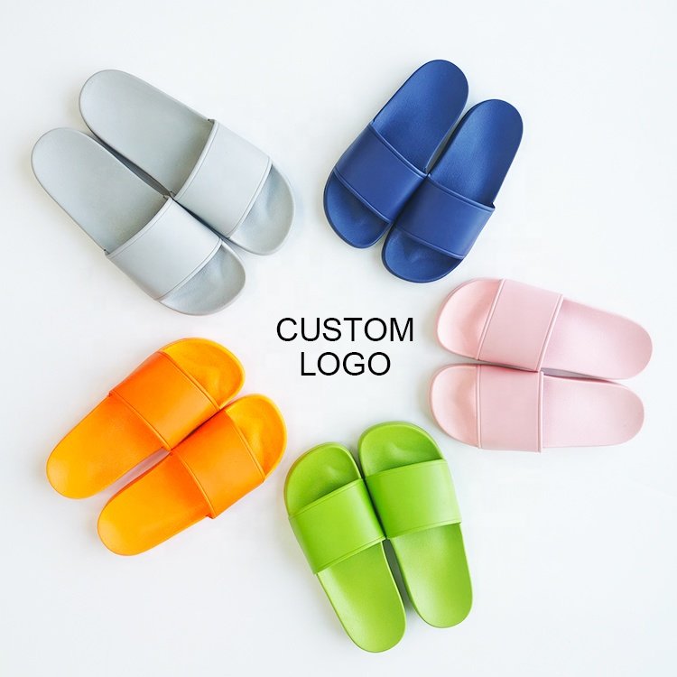 Men Slides Custom PVC Sliders Sandals Slippers Indoor Wholesale Custom Flip Flops Flippers With Logo