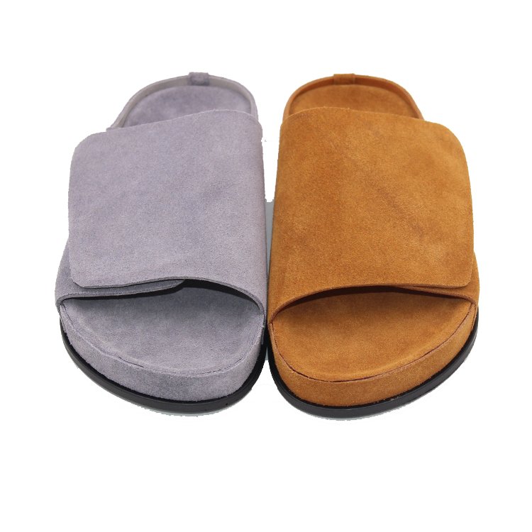 Men's Luxury Cowhide Daily Wear Fashion Slides Slipper with Customized Logo Genuine Leather Lining