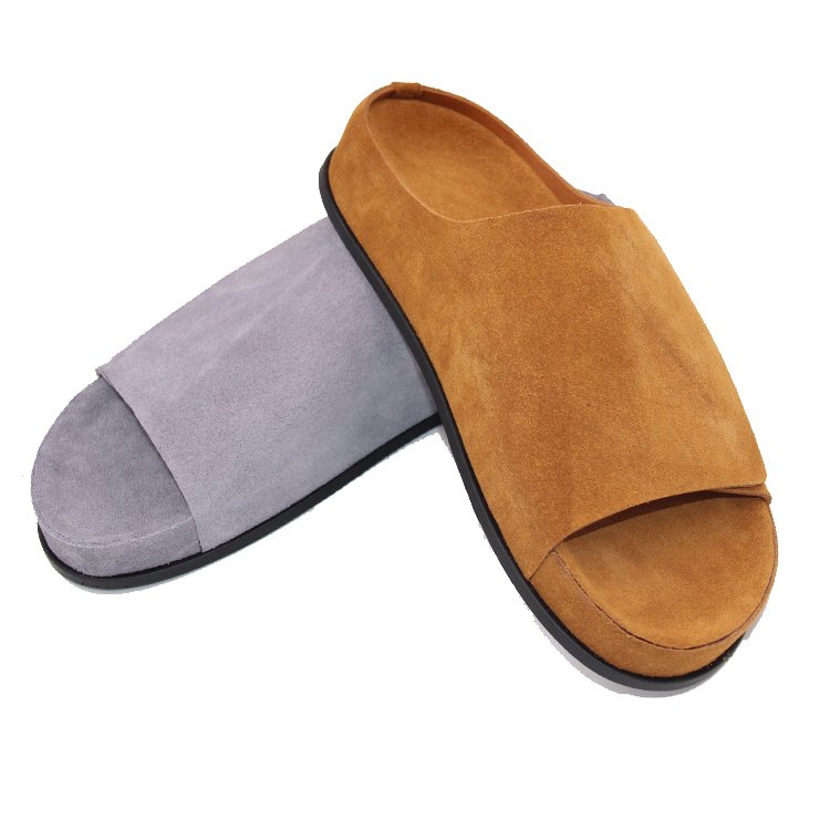 Men's Luxury Cowhide Daily Wear Fashion Slides Slipper with Customized Logo Genuine Leather Lining
