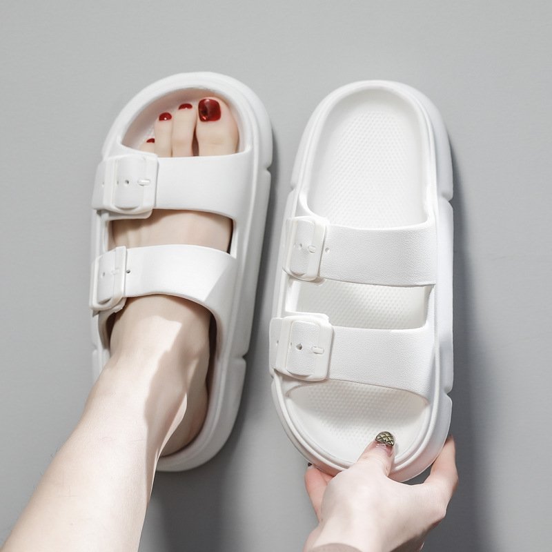 Fashion Summer Thick Bottom EVA Pillow Slides Sandals Slippers Women Home Sandals With Buckle