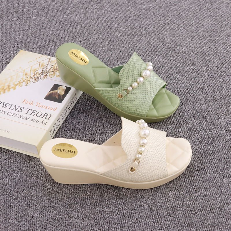 high quality wege heeled ladies sandals anti-slip Butterfly Knot slide ladies slippers shoe summer wedges sandals for women