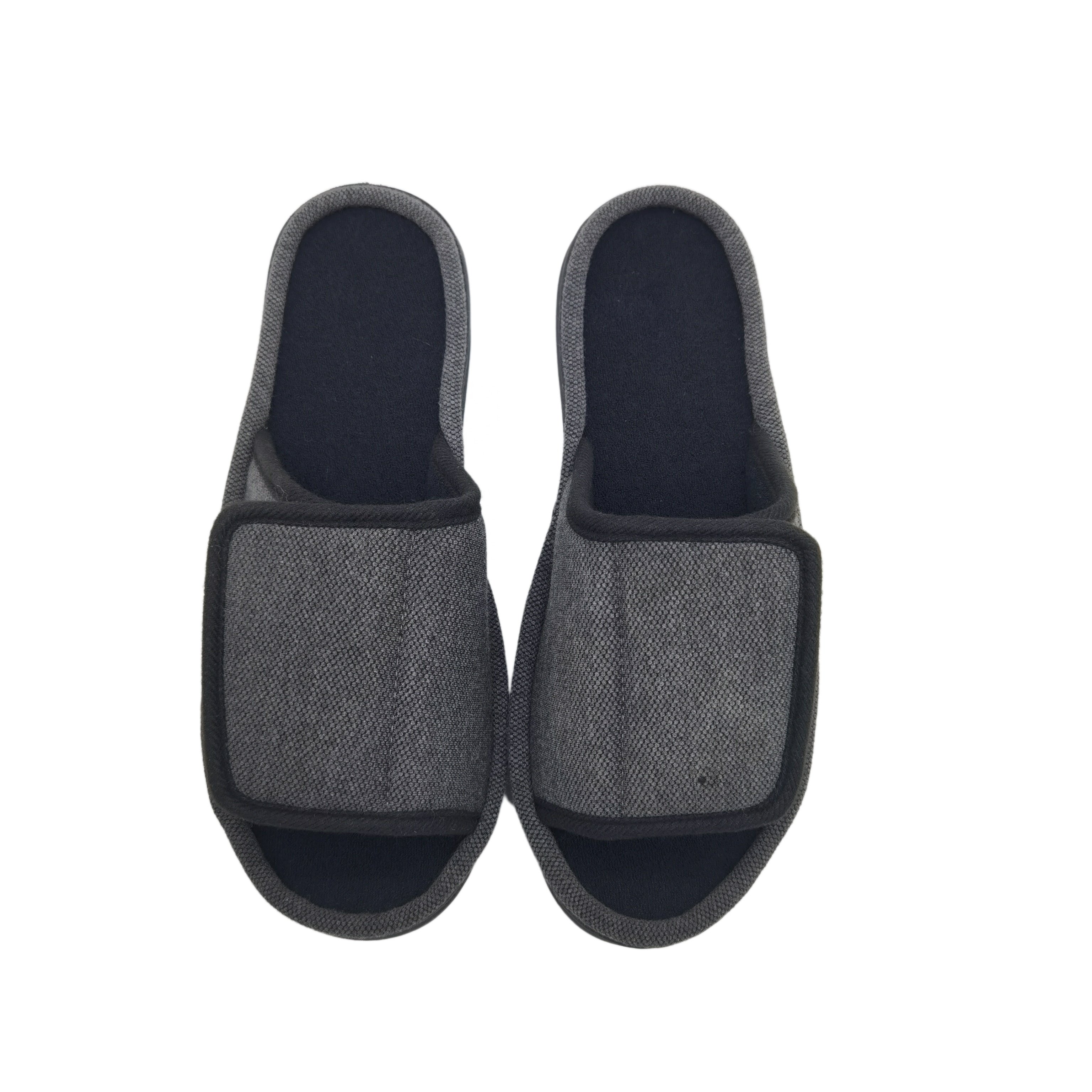 customized OEM indoor slippers one Band Open Toe light weight TPR outsole cotton soft house room slippers for women and men