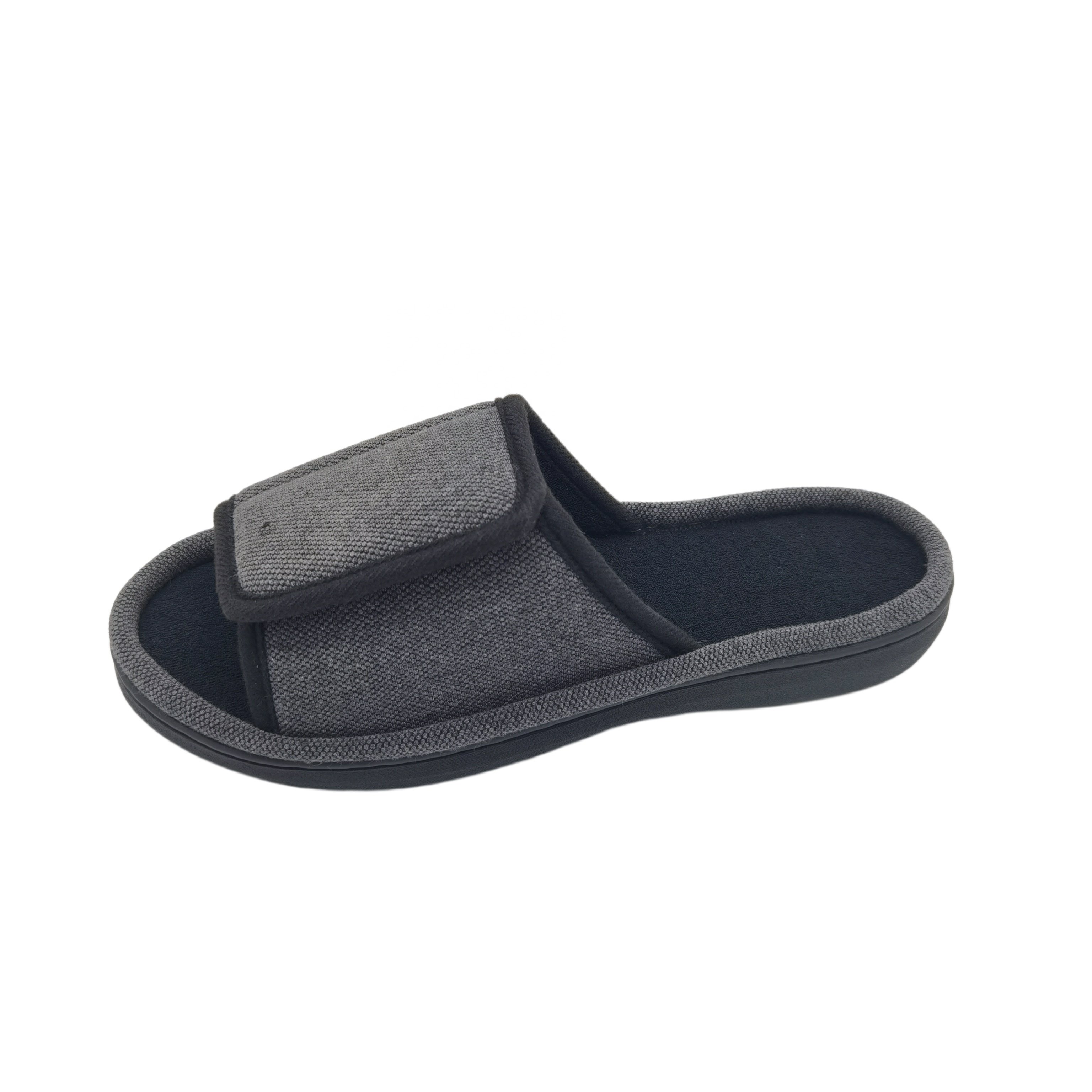 customized OEM indoor slippers one Band Open Toe light weight TPR outsole cotton soft house room slippers for women and men