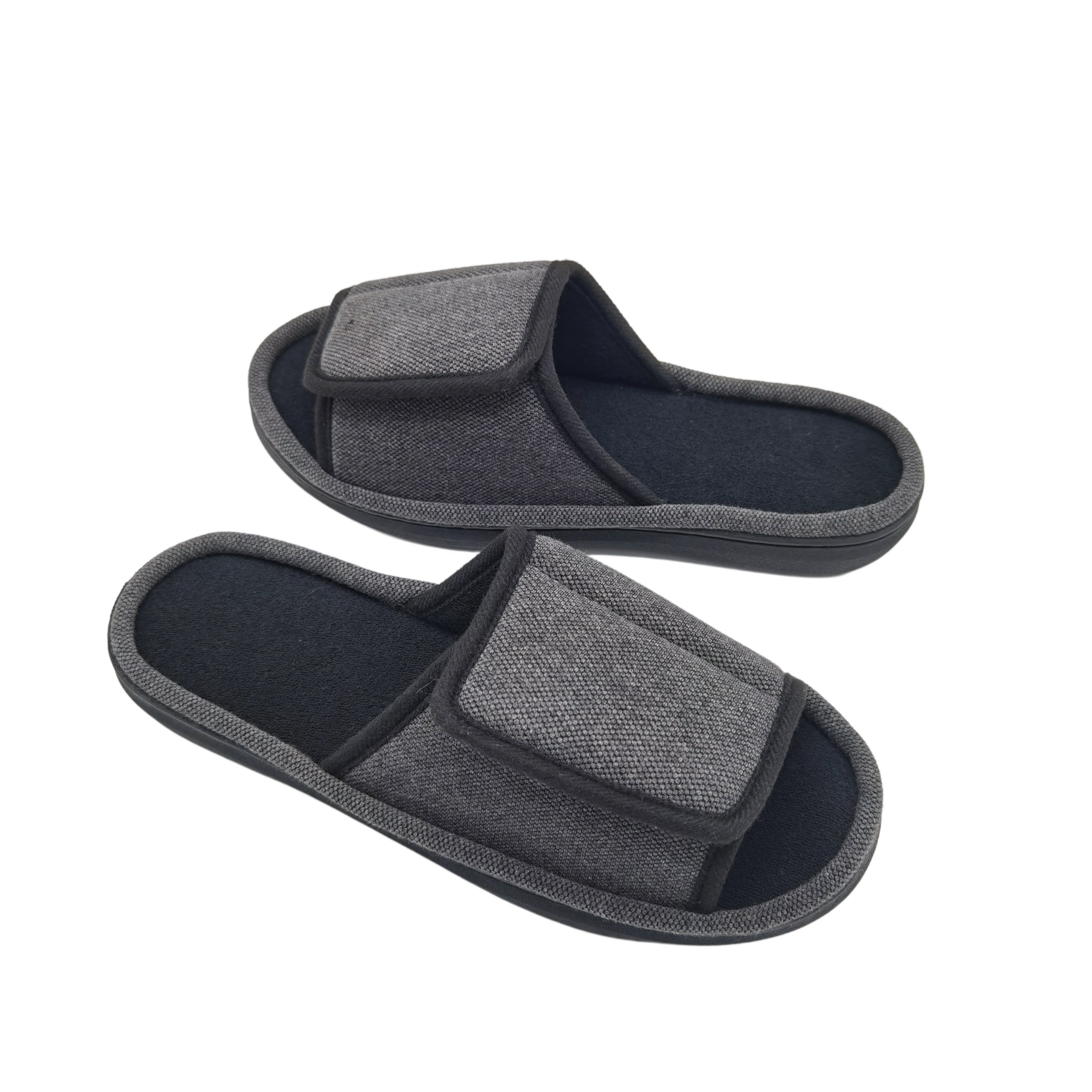 customized OEM indoor slippers one Band Open Toe light weight TPR outsole cotton soft house room slippers for women and men