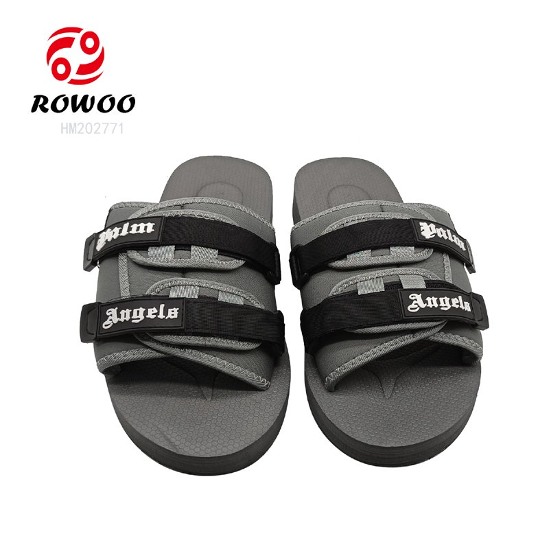 Wholesale Customized Men causal sandals Eva beach slide slipper breathable fabric strap