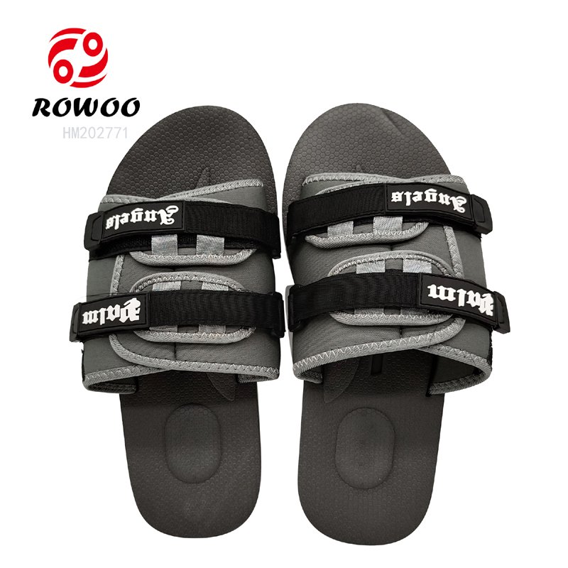 Wholesale Customized Men causal sandals Eva beach slide slipper breathable fabric strap