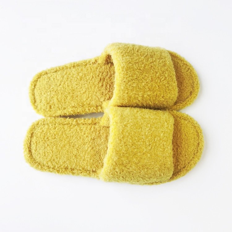 Spring Autumn winter Flat Sandals Lady plain Colorful Shoes Slides Open Toe Sliders Fluffy Indoor House slippers for women