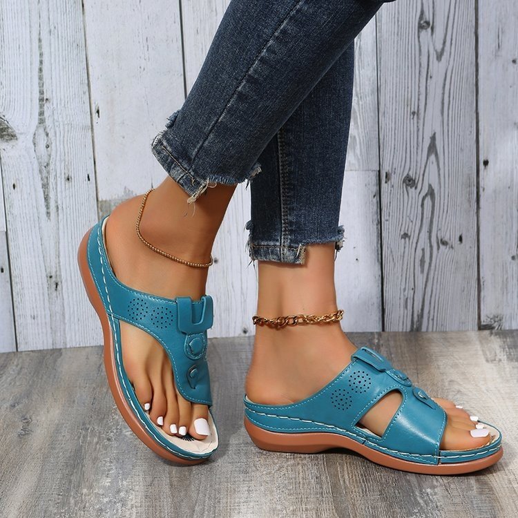 Soft Non-slip Round Head Thick Bottom Women Slides Slippers Summer New Style Flip Flop Strap Sandal