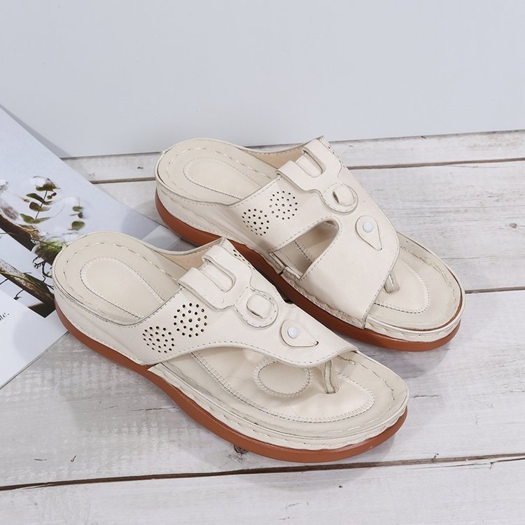Soft Non-slip Round Head Thick Bottom Women Slides Slippers Summer New Style Flip Flop Strap Sandal