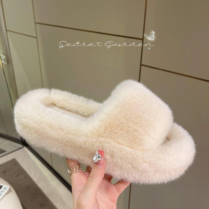 2023 Hot Sell Popular Warm Fur Sandals Cute Slide Ladies Sandals Women Furry Shoes Flat Fur Slide Slippers for women and ladies