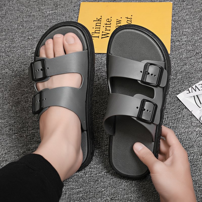 Wholesale Custom Man Black Suede Sandal Shoes Mens Beach Fashion Casual outdoor Leather Slides Slipper sandals for men