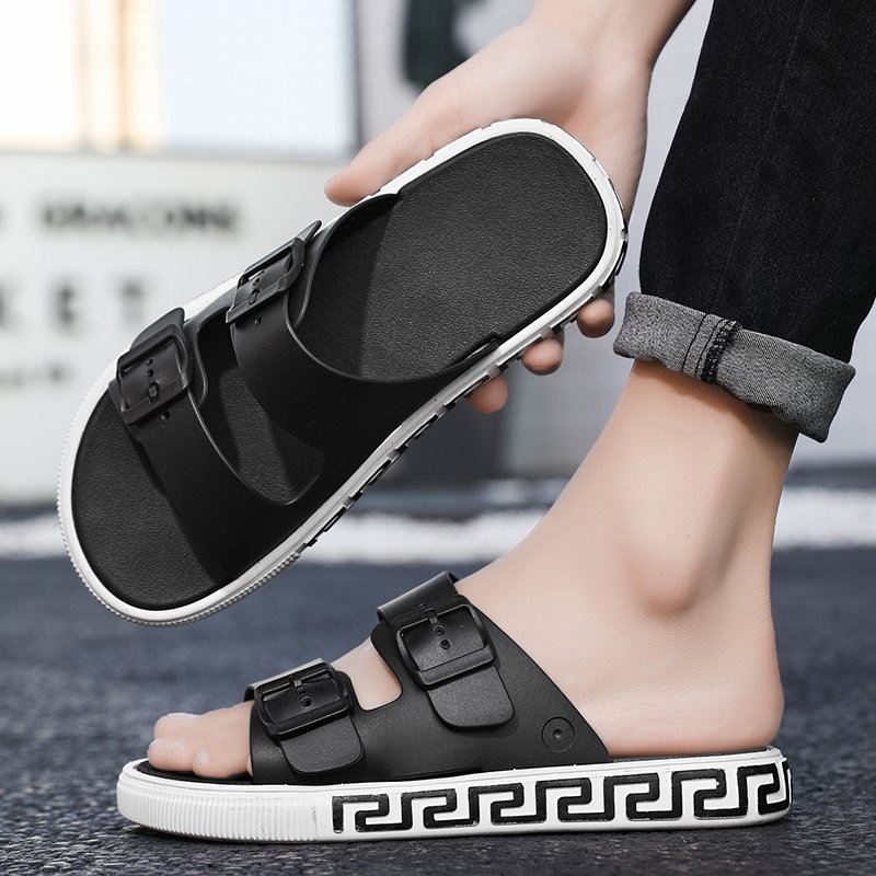 Wholesale Custom Man Black Suede Sandal Shoes Mens Beach Fashion Casual outdoor Leather Slides Slipper sandals for men