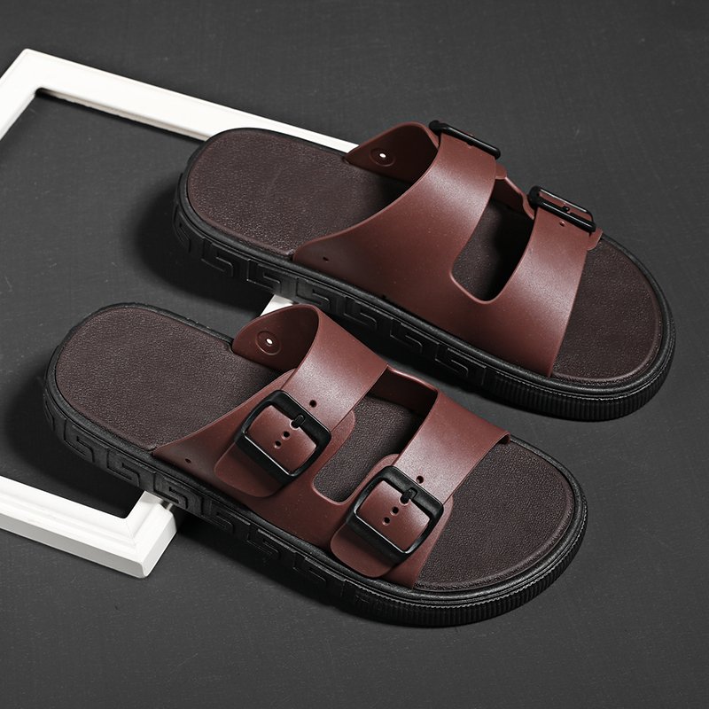 Wholesale Custom Man Black Suede Sandal Shoes Mens Beach Fashion Casual outdoor Leather Slides Slipper sandals for men