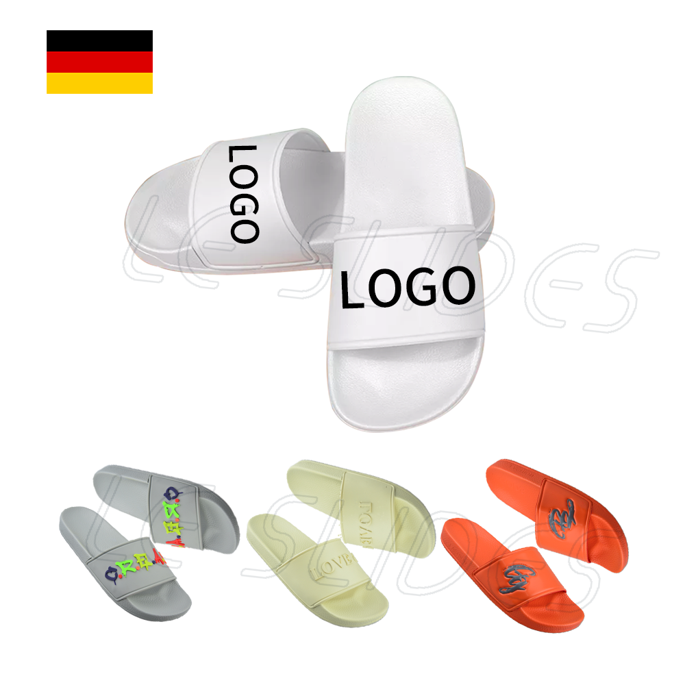 Greatshoe customize LOGO black sliders slippers for men ,customize blank slide sandals slippers, men custom logo slides