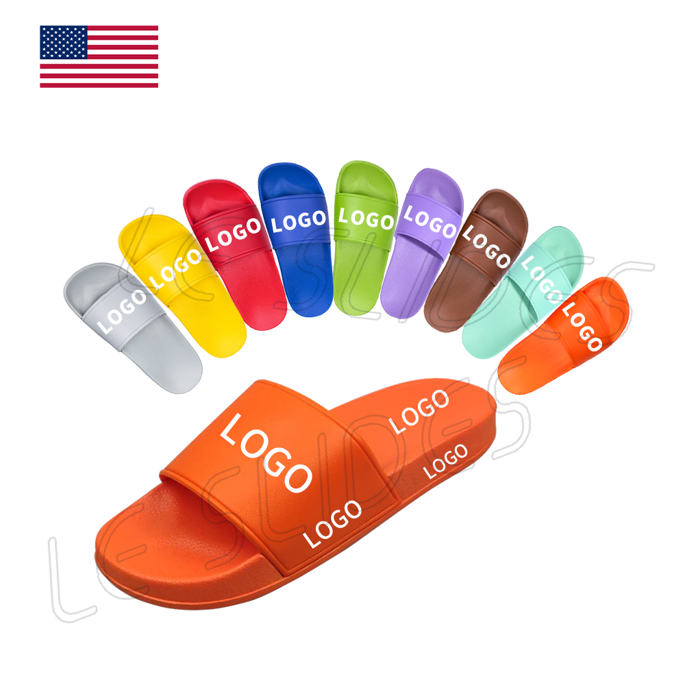 Greatshoe customize LOGO black sliders slippers for men ,customize blank slide sandals slippers, men custom logo slides