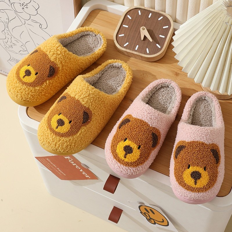 2023 Cotton Slippers Warm Smile Face Slides Slippers Custom Logo Fuzzy Slippers Fashion High Quality Winter Women EVA KC Oem/odm