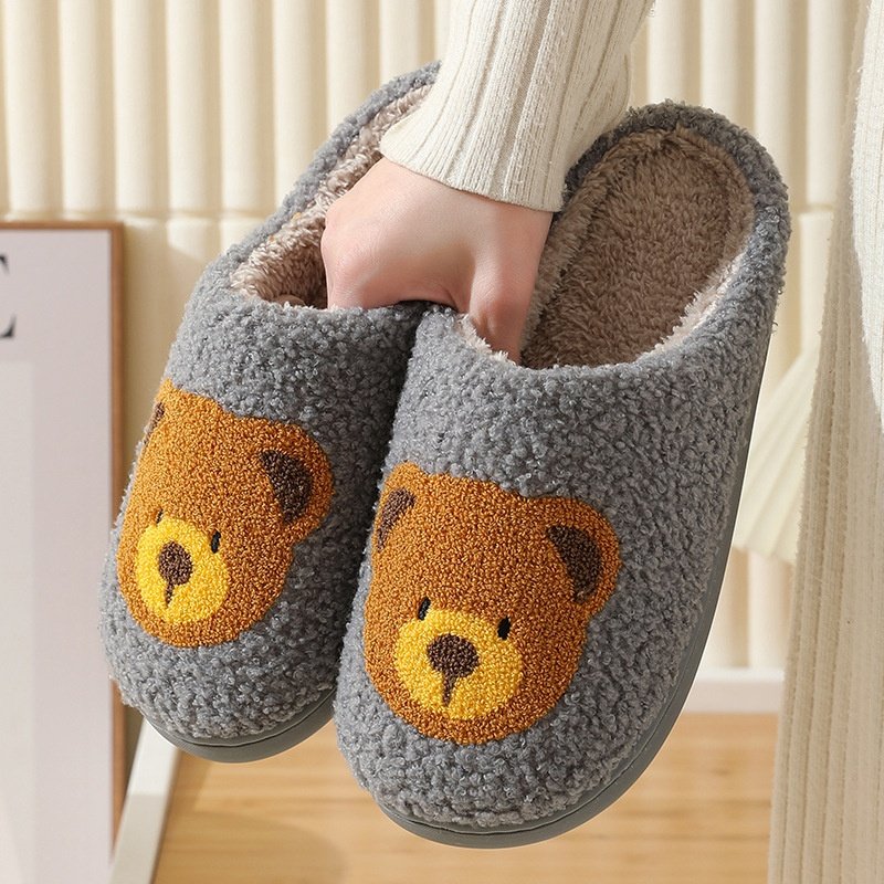 2023 Cotton Slippers Warm Smile Face Slides Slippers Custom Logo Fuzzy Slippers Fashion High Quality Winter Women EVA KC Oem/odm