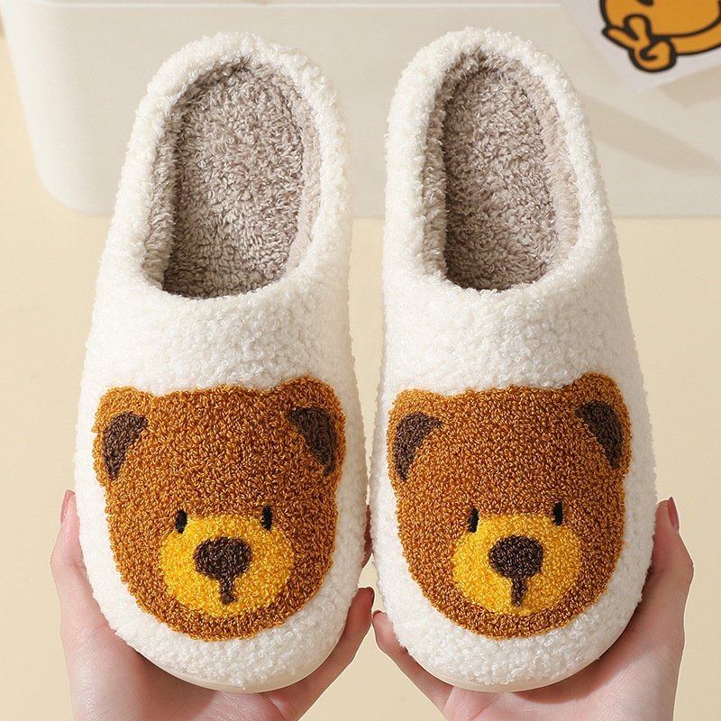 2023 Cotton Slippers Warm Smile Face Slides Slippers Custom Logo Fuzzy Slippers Fashion High Quality Winter Women EVA KC Oem/odm