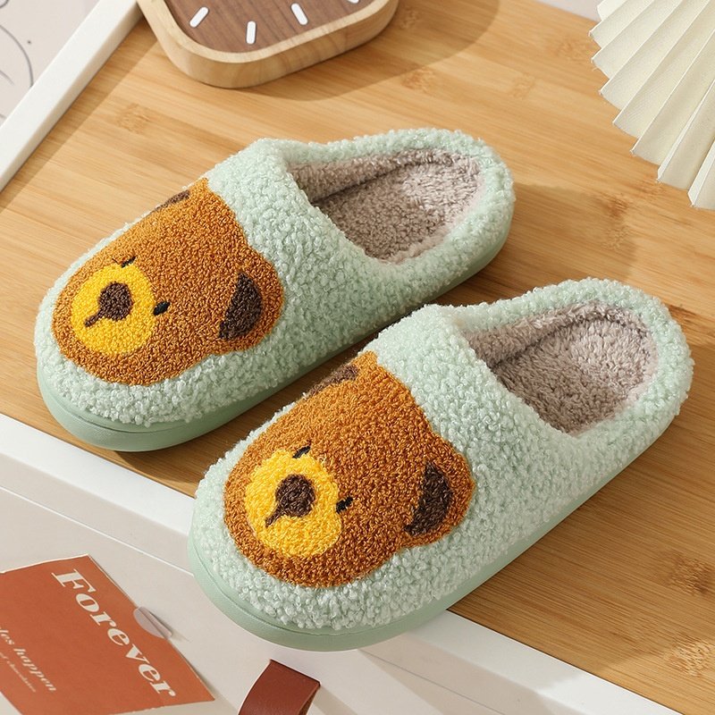2023 Cotton Slippers Warm Smile Face Slides Slippers Custom Logo Fuzzy Slippers Fashion High Quality Winter Women EVA KC Oem/odm