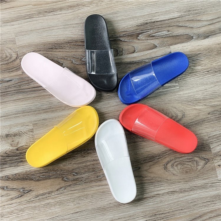 Hot-sale summer slide sandal,new design women transparent slipper sandals with black edge custom logo clear slide transparent