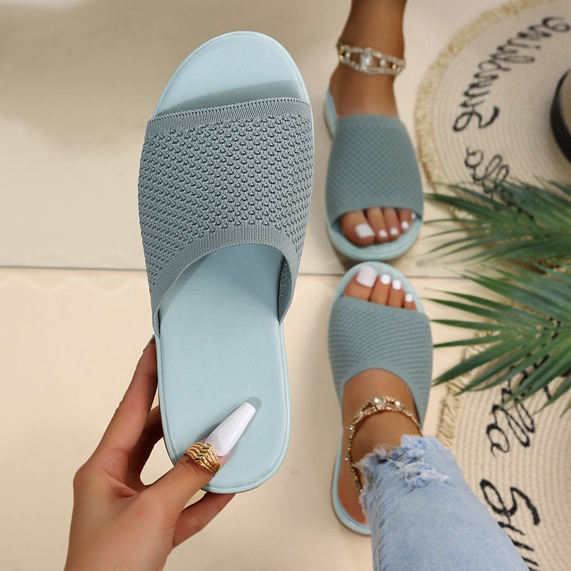 Plus Size 43 Flat Slippers Women Slipper Outside Platform Female Casual Shoes Comfortable Ladies Leisure Mesh Sandals
