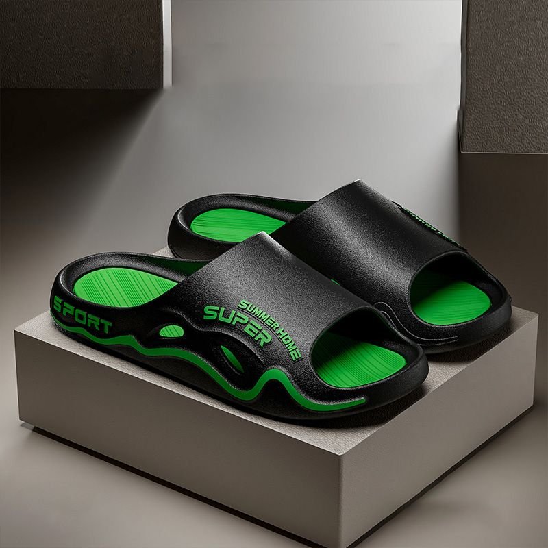 2024 Men's Summer Outdoor Slippers with Thick Soled and Non-Slippery Bottom Deodorant Soft Bath Slippers for Home Use