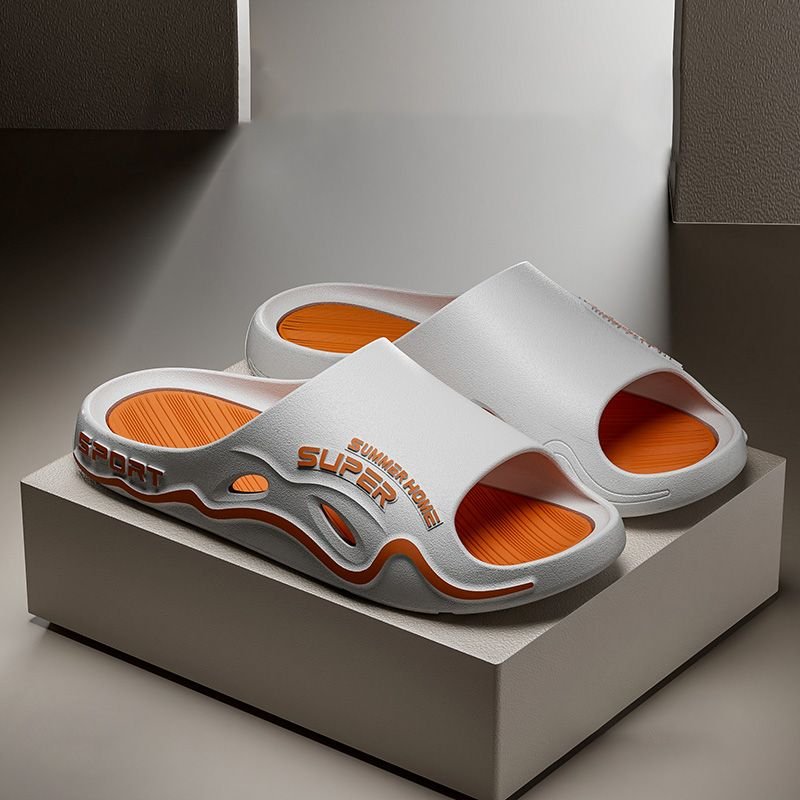 2024 Men's Summer Outdoor Slippers with Thick Soled and Non-Slippery Bottom Deodorant Soft Bath Slippers for Home Use
