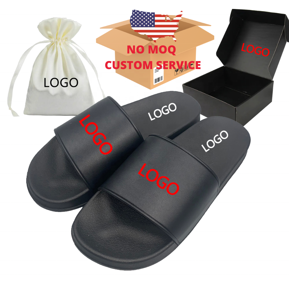 Wholesale Factory Price Black Unisex Men Women Custom Logo Blank Slides Slippers Footwear