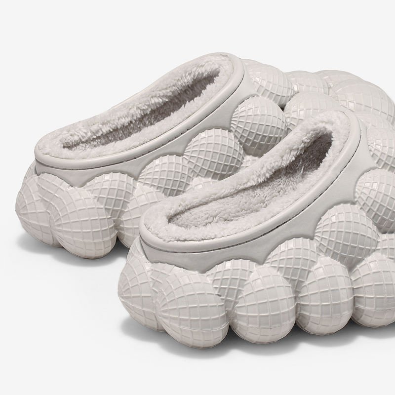 Wholesale Plush Indoor House Eva Winter Warm Indoor Cotton Winter Fur Lychee Bubble Slippers Foam Bubble Slides