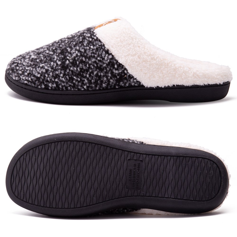 Polka Dot Knitted Fabric Women's Memory Foam Artificial Fur Women's Slippers Women's Indoor Soft Plush Slippers