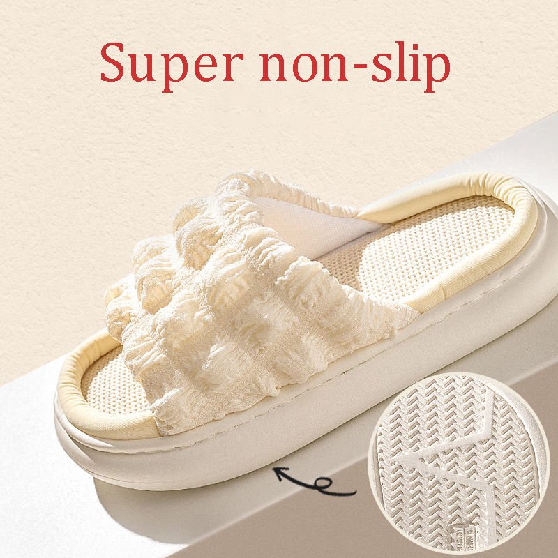 New Linen Women Slippers Four Seasons General Indoor Floor Cotton and Linen Slippers Couple Non-slip Mute Thick Bottom Shoes