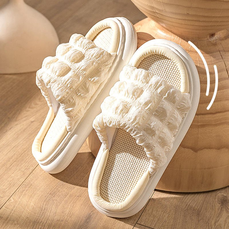 New Linen Women Slippers Four Seasons General Indoor Floor Cotton and Linen Slippers Couple Non-slip Mute Thick Bottom Shoes