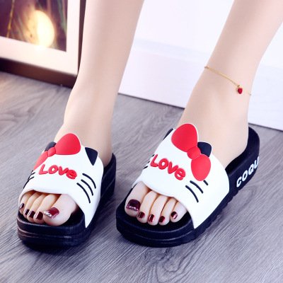 SL-079 New Style Lovely Cartoon Wholesale Slipper Thick High Heel Antislip PVC Slippers For Girl