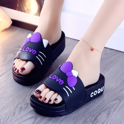 SL-079 New Style Lovely Cartoon Wholesale Slipper Thick High Heel Antislip PVC Slippers For Girl