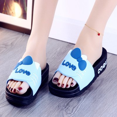SL-079 New Style Lovely Cartoon Wholesale Slipper Thick High Heel Antislip PVC Slippers For Girl