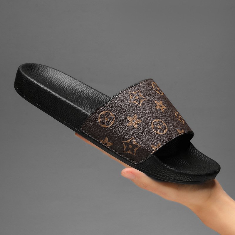 39-47 Size Luxury Logo Custom Slide Sandals slipper man Cozy Indoor Rubber Cow Print slides slippers men