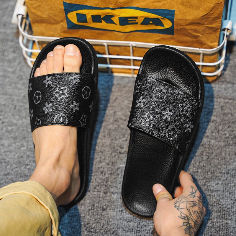 39-47 Size Luxury Logo Custom Slide Sandals slipper man Cozy Indoor Rubber Cow Print slides slippers men