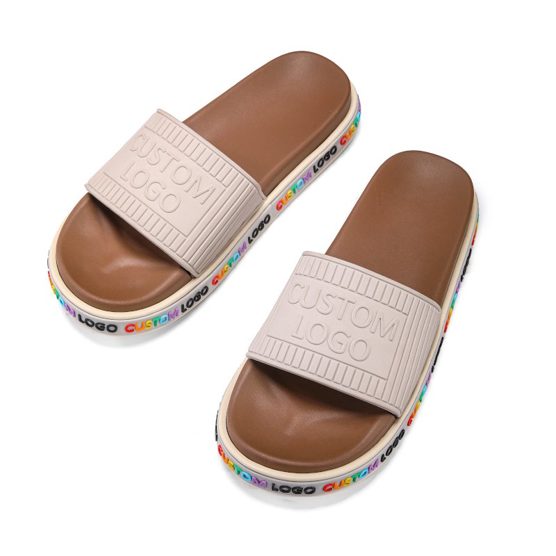 High-End Pillow Custom Sendal Man Slides Slippers Logo Pu Custom Very Soft Sendal Pria Outdoor Designer Slides Sandals For Man