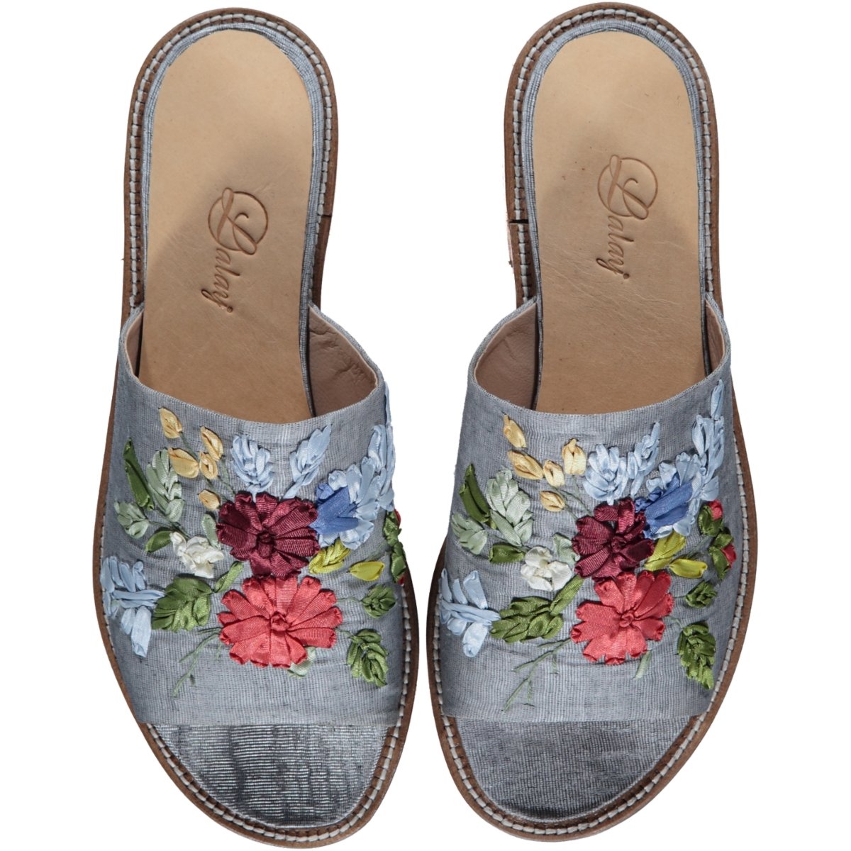 Handmade Slipper Genuine Leather OpenToe with Embroider High Quality Durable Slides Slippers