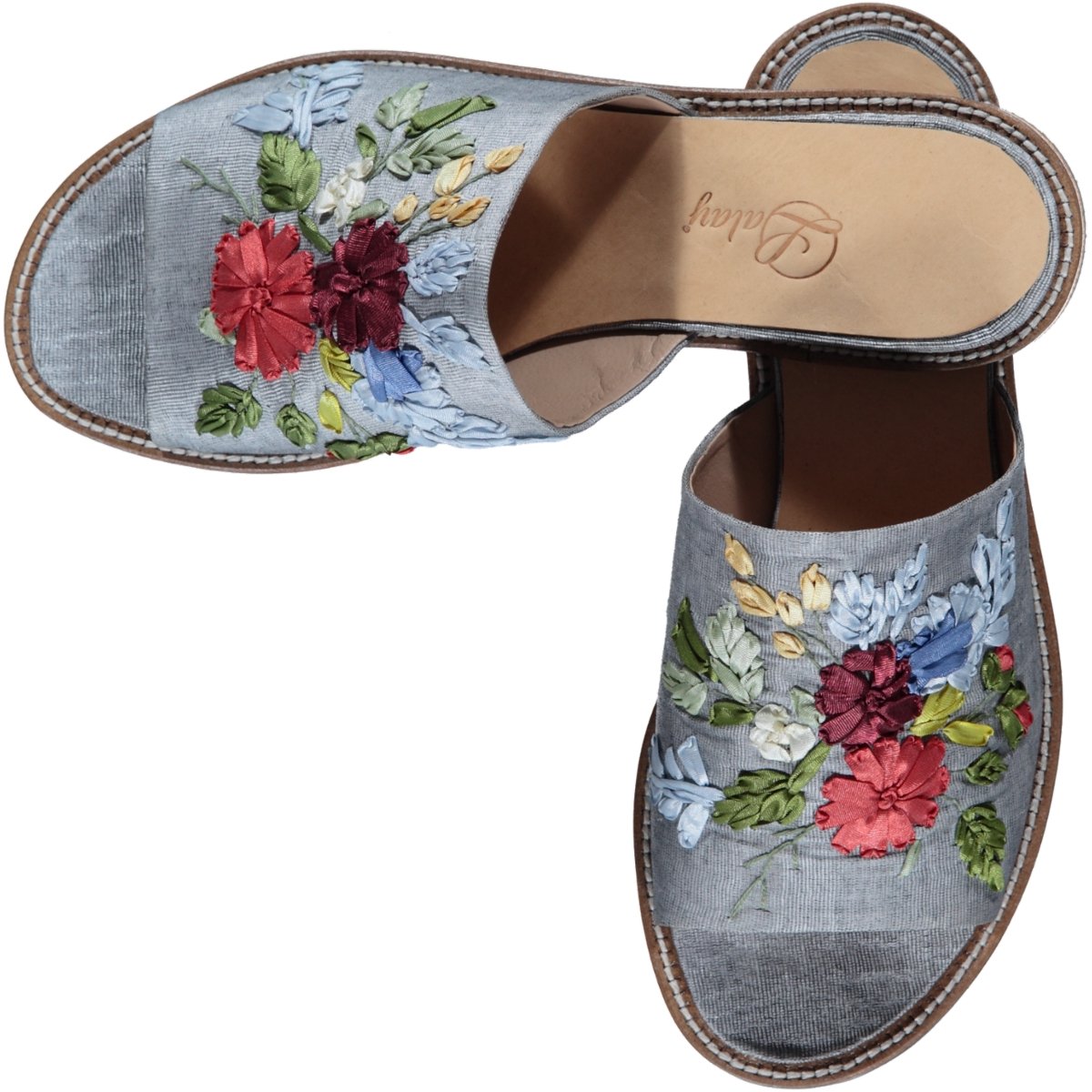 Handmade Slipper Genuine Leather OpenToe with Embroider High Quality Durable Slides Slippers