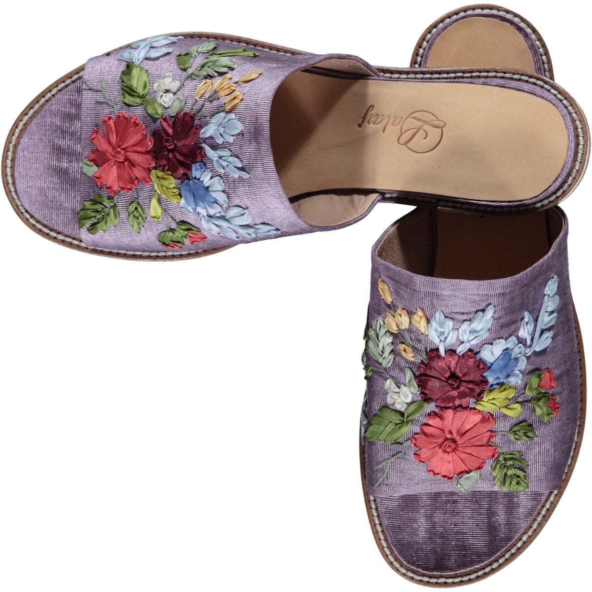 Handmade Slipper Genuine Leather OpenToe with Embroider High Quality Durable Slides Slippers