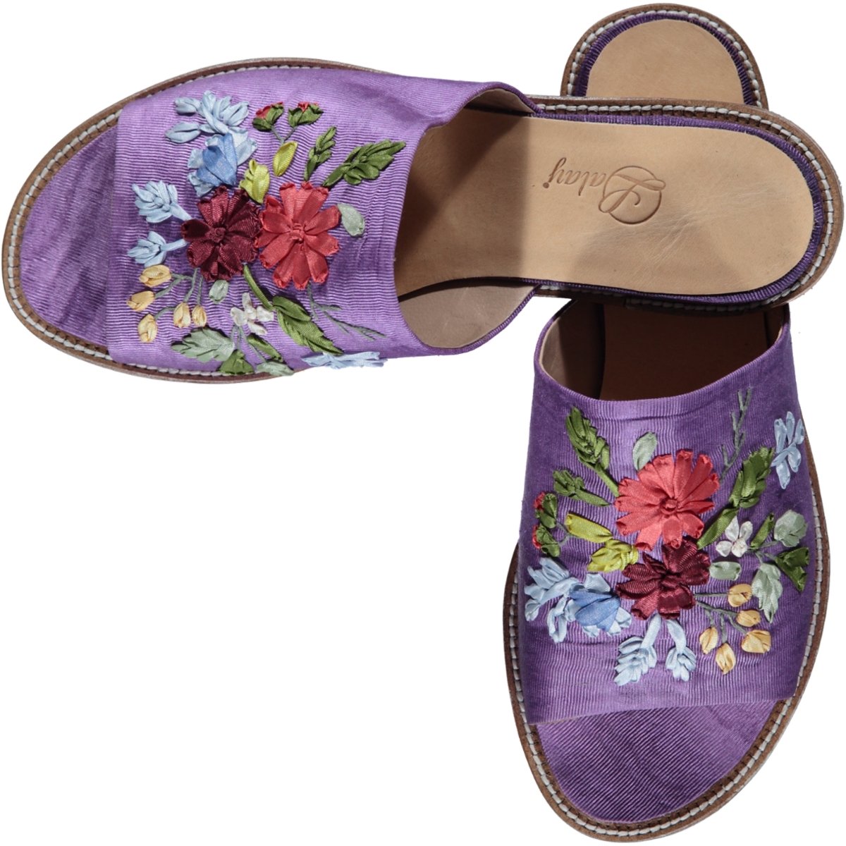 Handmade Slipper Genuine Leather OpenToe with Embroider High Quality Durable Slides Slippers