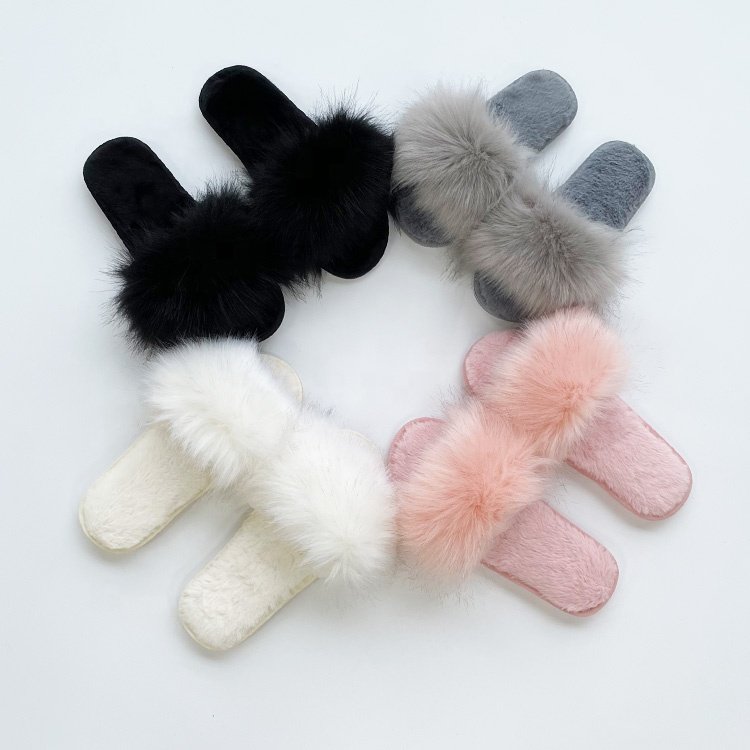 2021 luxury newest warm ladies fuzzy plush indoor slides slippers fluffy furry house slippers winter fur women shoes
