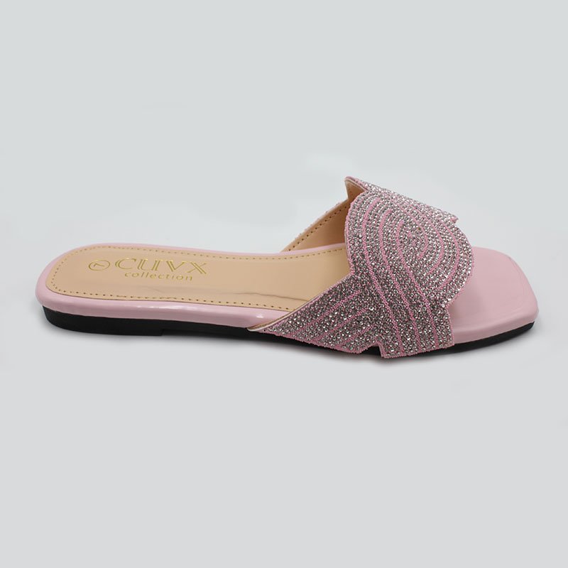 ladies shoes sandals open toe rhinestone flip flops women square-top slippers summer fashion flat trending women shoes 2024