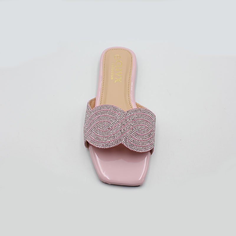 ladies shoes sandals open toe rhinestone flip flops women square-top slippers summer fashion flat trending women shoes 2024