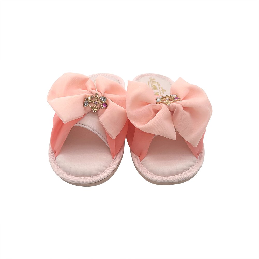 Womens Plush Satin Open Toe Memory Foam Spa Slippers for Ladies with TPR Sole Bow Band Home Slides Slippers
